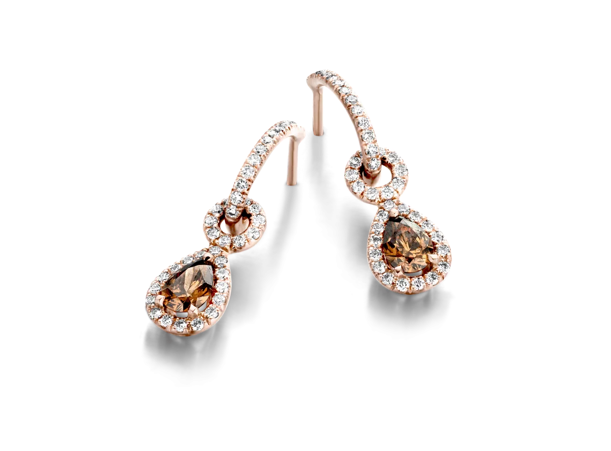 Oorringen bruine diamant